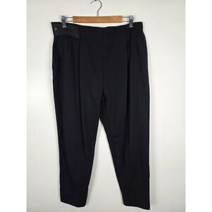 ADAY Turn‎ It Up Women's Black Elastic Waist Trousers Pants XL Pleated Comfy